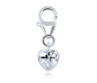 Heart CZ Silver Charm CH-87-6x6